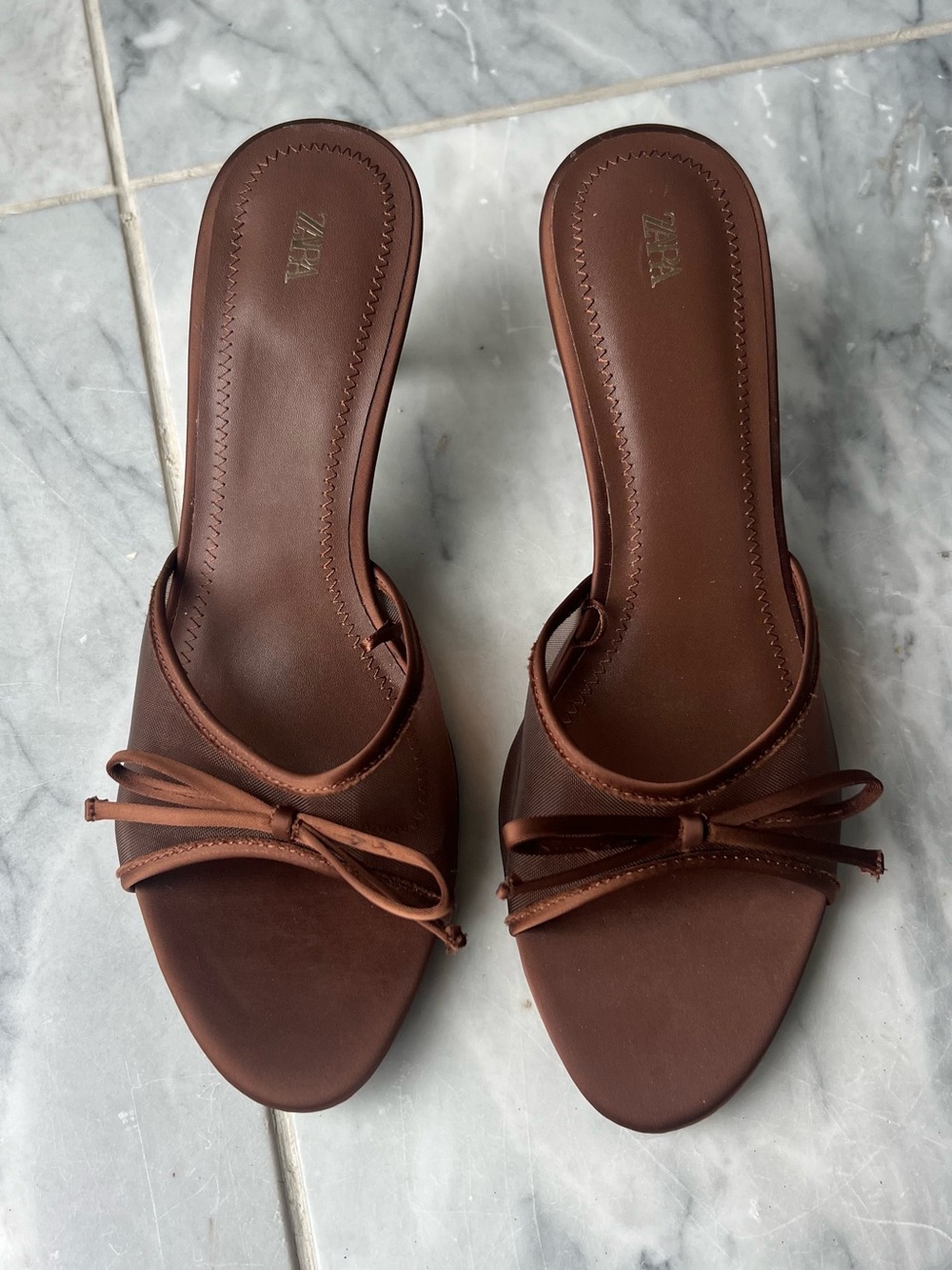 ZARA Brown kitten heel Sandals